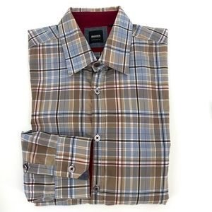 Boss by Hugo boss regular fit plaid men’s button front shirt